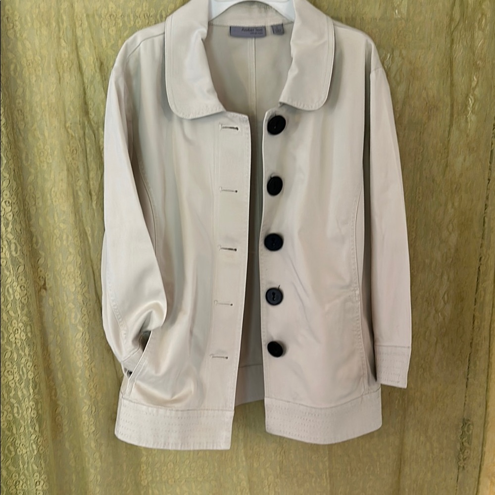 Women's size L Cream Jacket with Black Buttons